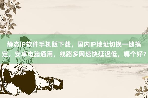 静态IP软件手机版下载，国内IP地址切换一键搞定，安卓电脑通用，线路多网速快延迟低，哪个好？