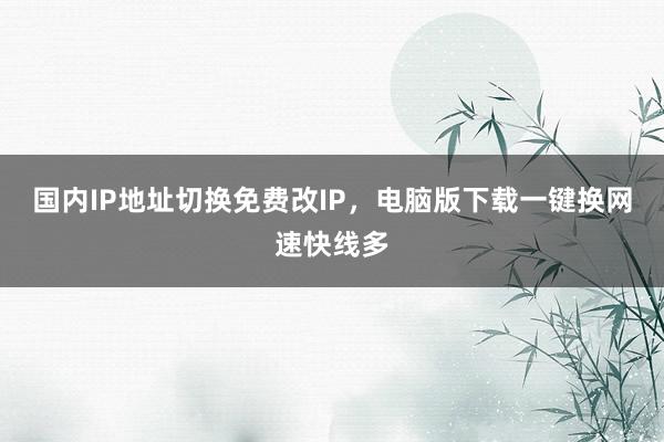 国内IP地址切换免费改IP，电脑版下载一键换网速快线多