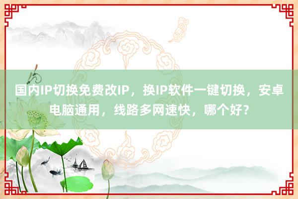 国内IP切换免费改IP，换IP软件一键切换，安卓电脑通用，线路多网速快，哪个好？