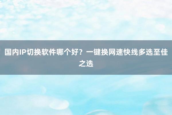 国内IP切换软件哪个好？一键换网速快线多选至佳之选