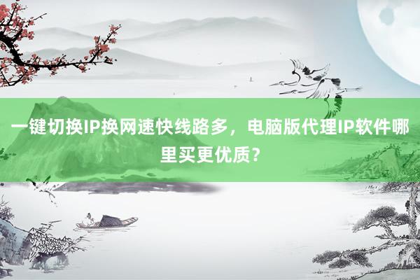 一键切换IP换网速快线路多，电脑版代理IP软件哪里买更优质？