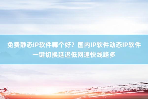 免费静态IP软件哪个好？国内IP软件动态IP软件一键切换延迟低网速快线路多