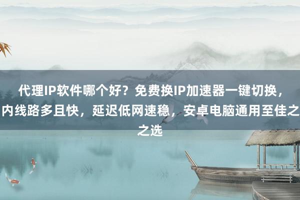 代理IP软件哪个好？免费换IP加速器一键切换，国内线路多且快，延迟低网速稳，安卓电脑通用至佳之选