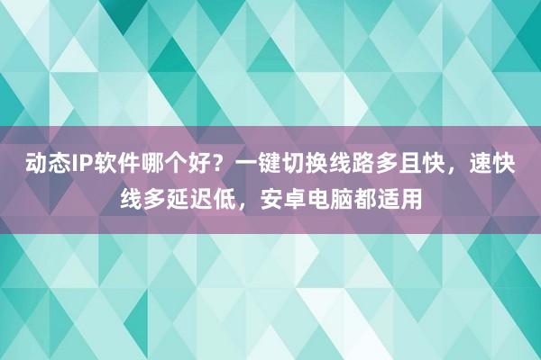 动态IP软件哪个好？一键切换线路多且快，速快线多延迟低，安卓电脑都适用