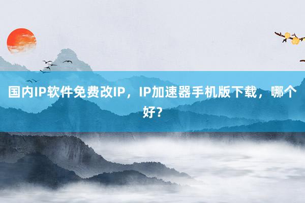 国内IP软件免费改IP，IP加速器手机版下载，哪个好？