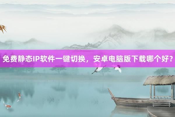 免费静态IP软件一键切换，安卓电脑版下载哪个好？