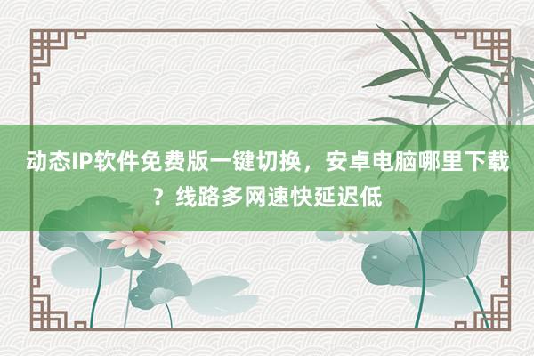 动态IP软件免费版一键切换，安卓电脑哪里下载？线路多网速快延迟低