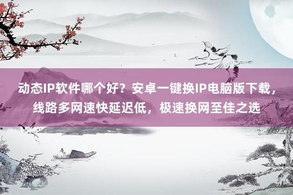 动态IP软件哪个好？安卓一键换IP电脑版下载，线路多网速快延迟低，极速换网至佳之选