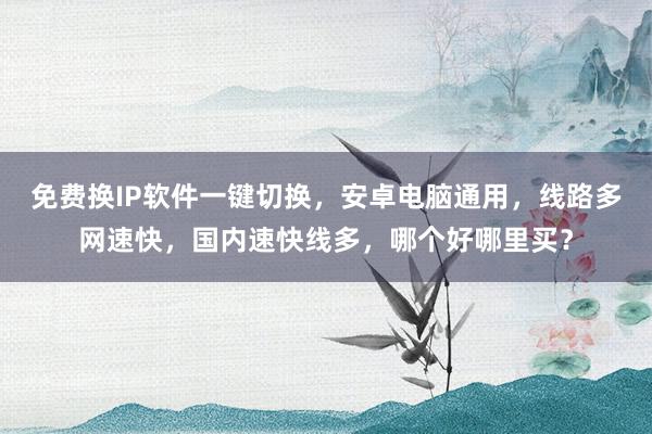 免费换IP软件一键切换，安卓电脑通用，线路多网速快，国内速快线多，哪个好哪里买？
