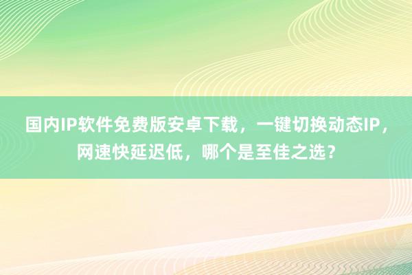 国内IP软件免费版安卓下载，一键切换动态IP，网速快延迟低，哪个是至佳之选？