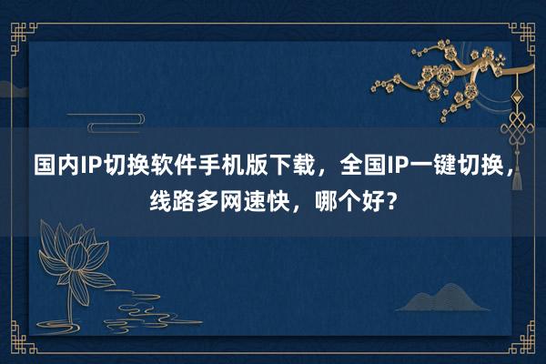 国内IP切换软件手机版下载，全国IP一键切换，线路多网速快，哪个好？