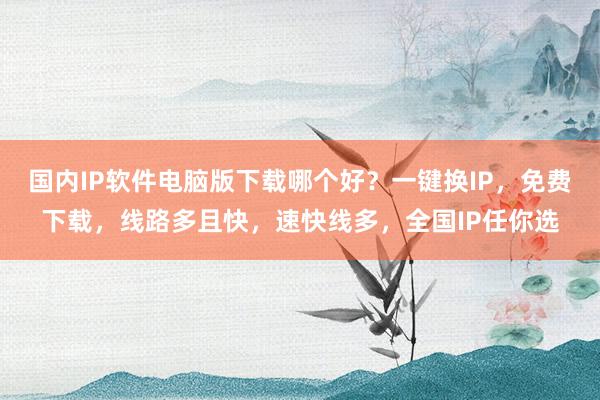 国内IP软件电脑版下载哪个好？一键换IP，免费下载，线路多且快，速快线多，全国IP任你选