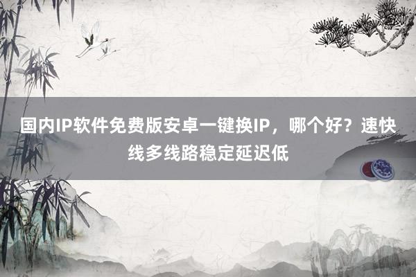 国内IP软件免费版安卓一键换IP，哪个好？速快线多线路稳定延迟低