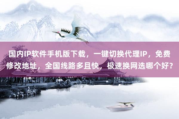 国内IP软件手机版下载，一键切换代理IP，免费修改地址，全国线路多且快，极速换网选哪个好？