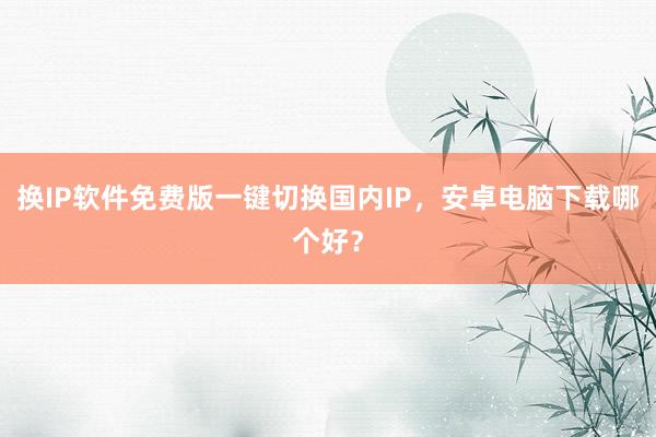 换IP软件免费版一键切换国内IP，安卓电脑下载哪个好？