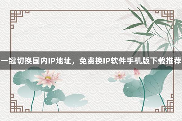 一键切换国内IP地址，免费换IP软件手机版下载推荐