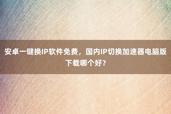 安卓一键换IP软件免费，国内IP切换加速器电脑版下载哪个好？