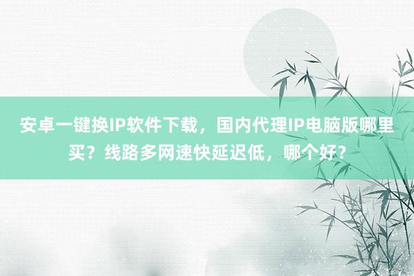 安卓一键换IP软件下载，国内代理IP电脑版哪里买？线路多网速快延迟低，哪个好？