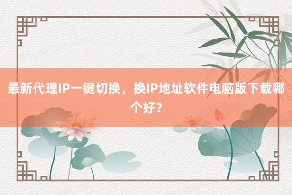 最新代理IP一键切换，换IP地址软件电脑版下载哪个好？