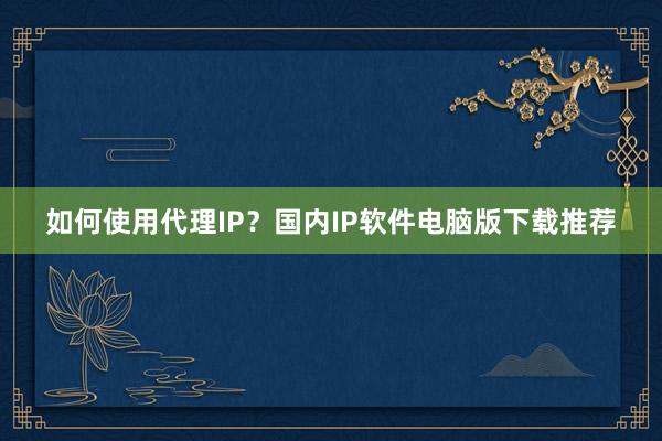如何使用代理IP？国内IP软件电脑版下载推荐