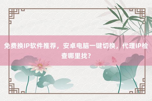 免费换IP软件推荐，安卓电脑一键切换，代理IP检查哪里找？