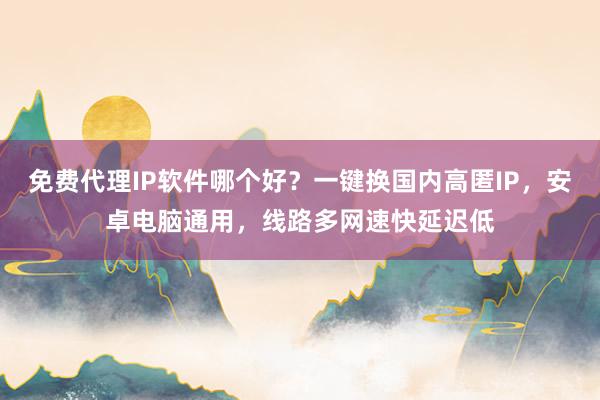 免费代理IP软件哪个好？一键换国内高匿IP，安卓电脑通用，线路多网速快延迟低