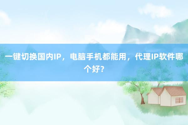一键切换国内IP，电脑手机都能用，代理IP软件哪个好？