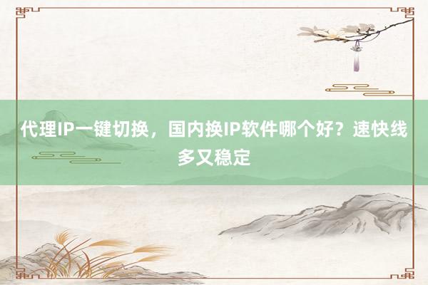 代理IP一键切换,国内换IP软件哪个好?速快线多又稳定
