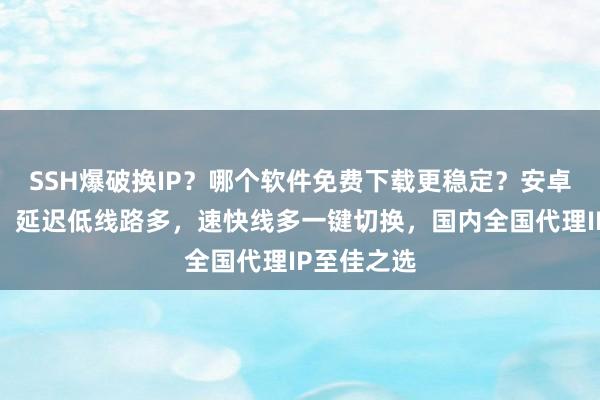 SSH爆破换IP?哪个软件免费下载更稳定?安卓电脑通用,延迟低线路多,速快线多一键切换,国内全国代理IP至佳之选