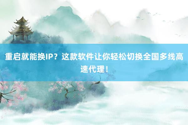重启就能换IP?这款软件让你轻松切换全国多线高速代理!